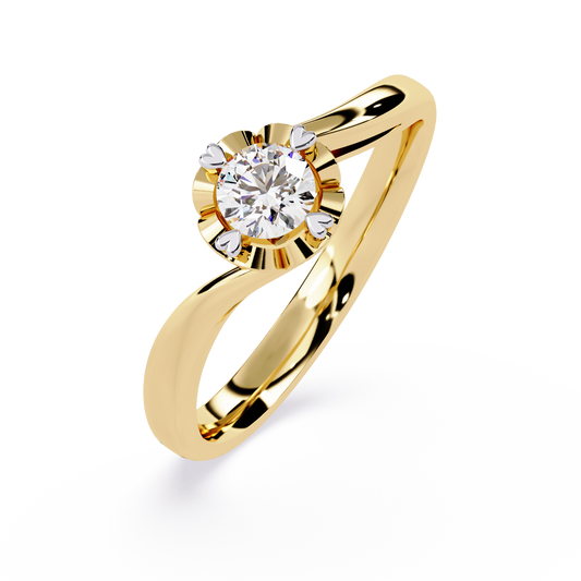 Solitaire Ring with Round Lab Grown Diamond | Modern Floral Engagement Ring | Minimalist Promise Ring - Lustraa’s Solitaire Ring