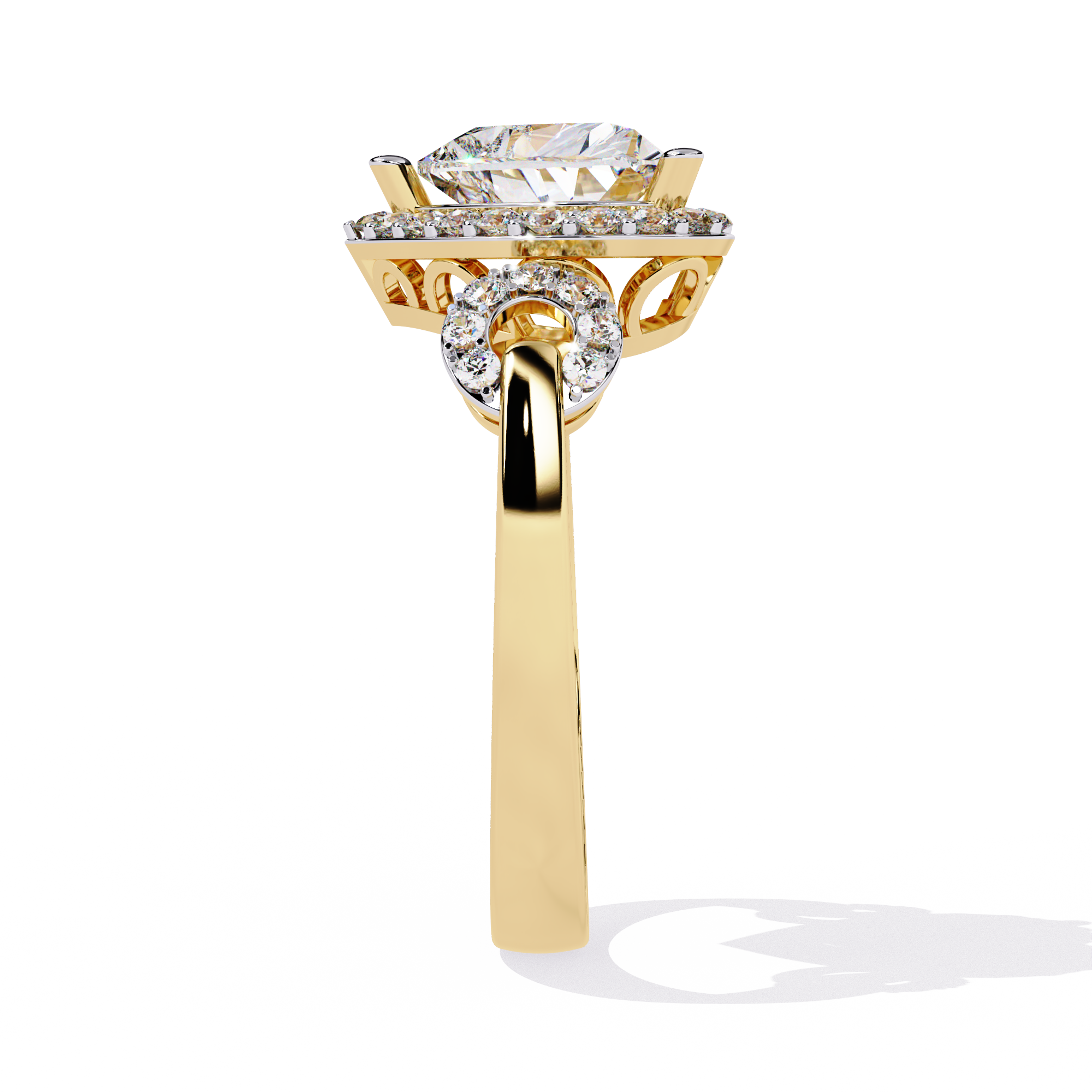 Heart Cut Diamond Halo Engagement Ring – 1.61 Ct Center with Round Side Diamonds – Romantic Heart Shaped Statement Ring– Lustraa’s Halo Ring