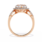 Heart Cut Diamond Halo Engagement Ring – 1.61 Ct Center with Round Side Diamonds – Romantic Heart Shaped Statement Ring– Lustraa’s Halo Ring