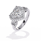 Heart Cut Diamond Halo Engagement Ring – 1.61 Ct Center with Round Side Diamonds – Romantic Heart Shaped Statement Ring– Lustraa’s Halo Ring