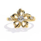 Floral  Diamond Ring – Round Cut Center with Accent Diamonds – Unique Flower Inspired Statement Ring for Women– Lustraa’s Floral Ring
