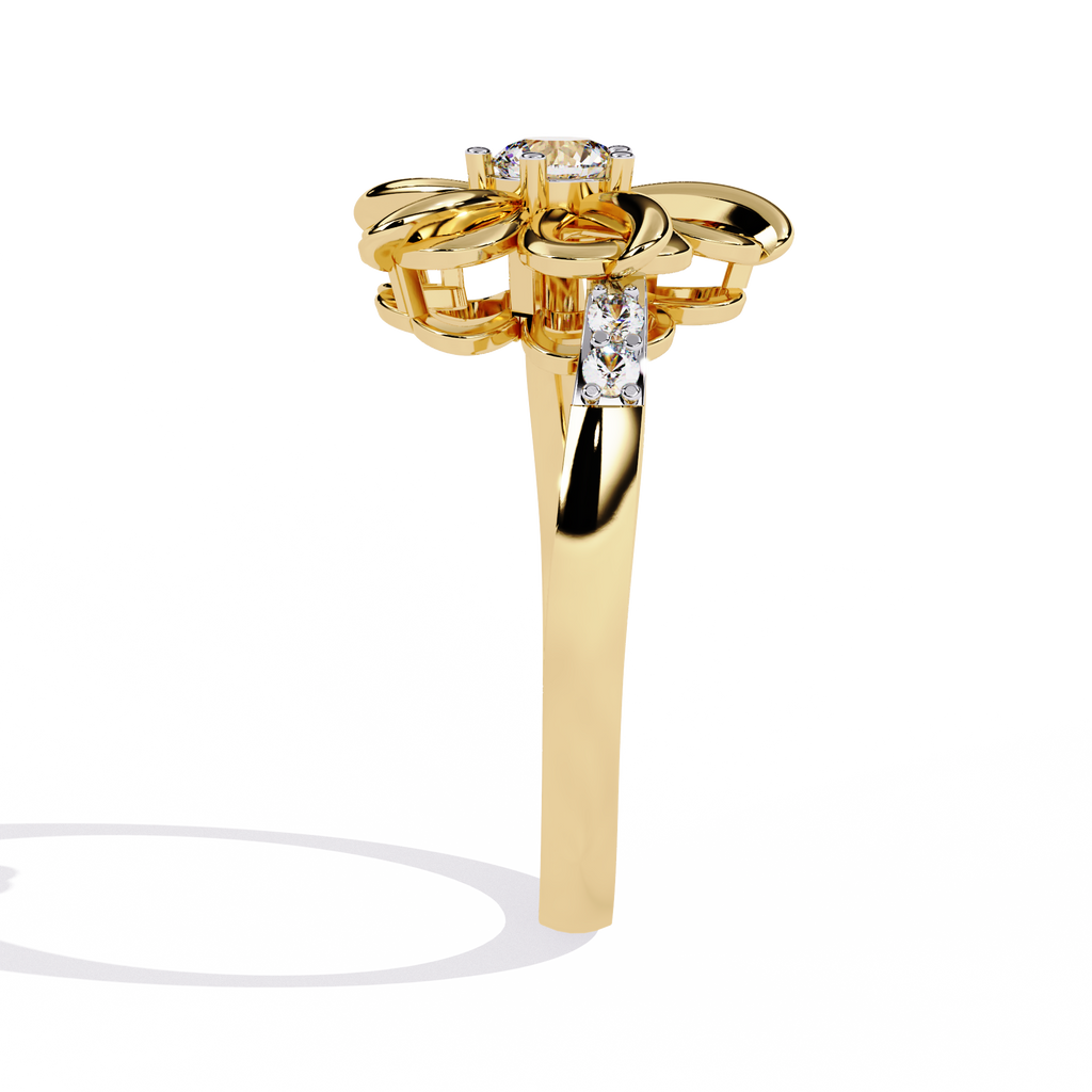 Floral  Diamond Ring – Round Cut Center with Accent Diamonds – Unique Flower Inspired Statement Ring for Women– Lustraa’s Floral Ring