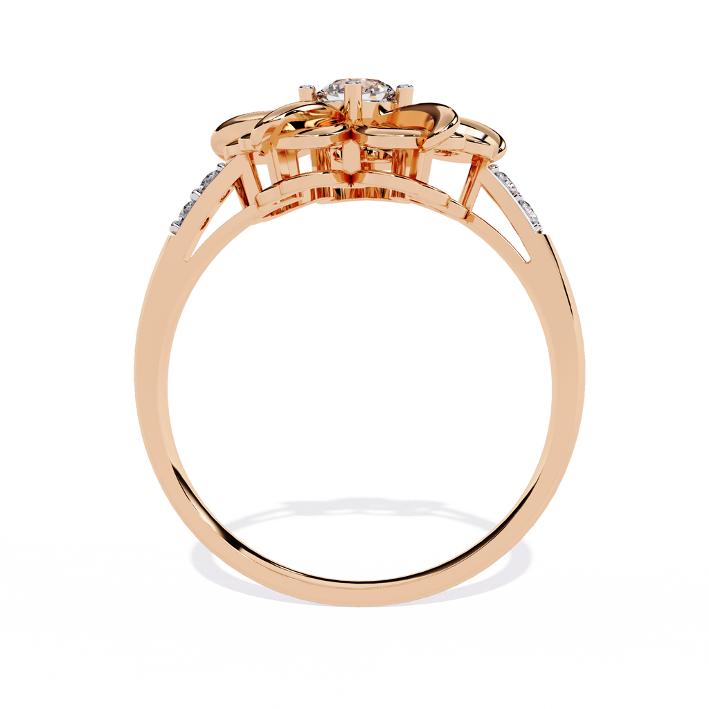 Floral  Diamond Ring – Round Cut Center with Accent Diamonds – Unique Flower Inspired Statement Ring for Women– Lustraa’s Floral Ring