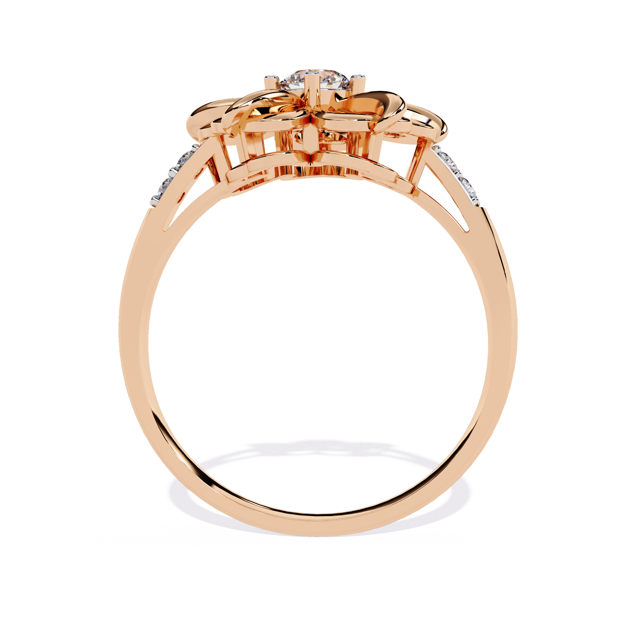 Floral  Diamond Ring – Round Cut Center with Accent Diamonds – Unique Flower Inspired Statement Ring for Women– Lustraa’s Floral Ring