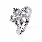 Floral  Diamond Ring – Round Cut Center with Accent Diamonds – Unique Flower Inspired Statement Ring for Women– Lustraa’s Floral Ring