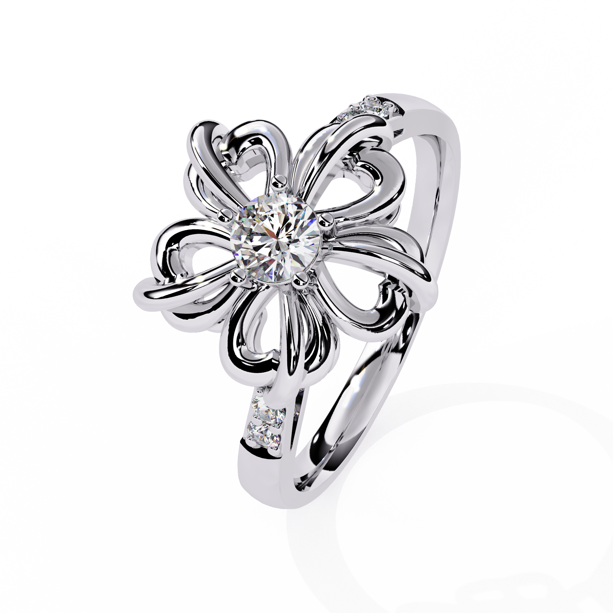 Floral  Diamond Ring – Round Cut Center with Accent Diamonds – Unique Flower Inspired Statement Ring for Women– Lustraa’s Floral Ring