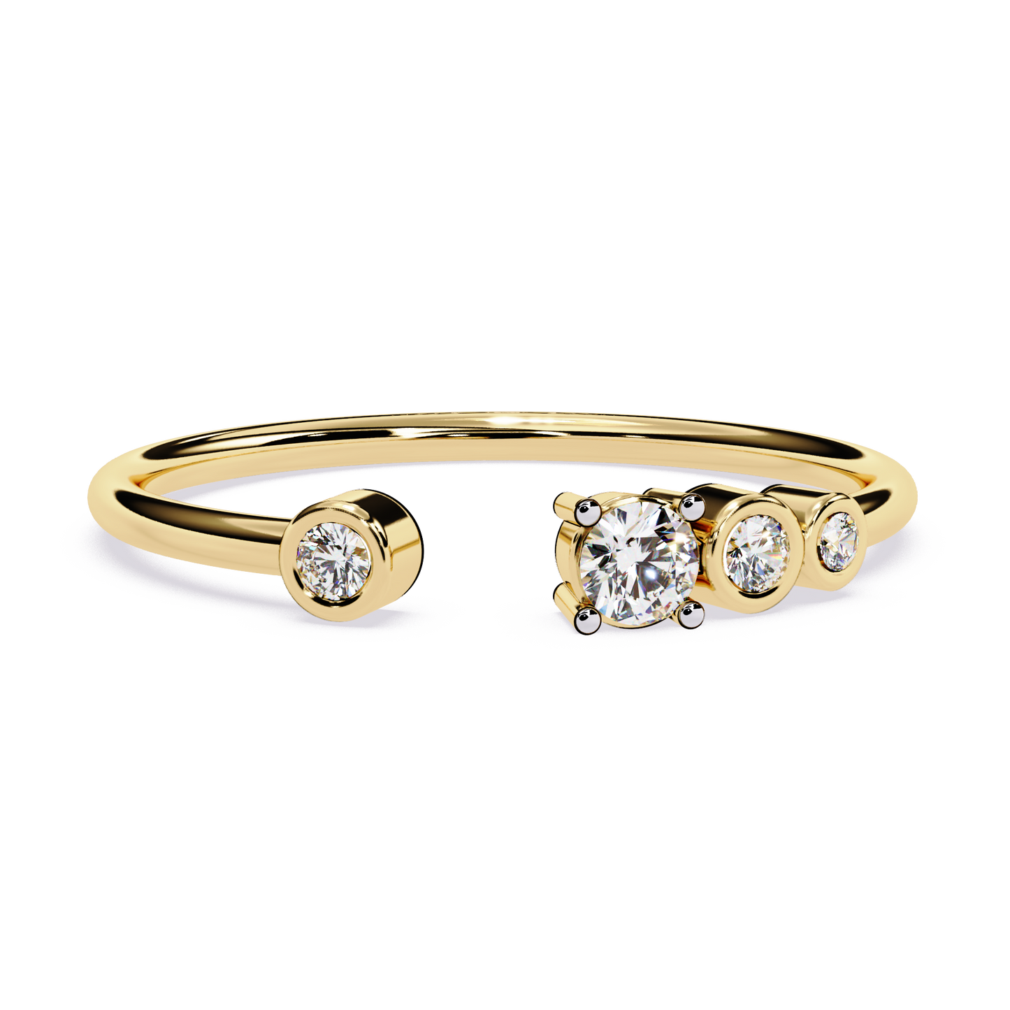 Open Multi Diamond Ring | Multi Stone Lab Grown Diamond Ring | Modern Minimalist Stackable Ring - Lustraa’s Open Band Ring