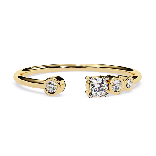 Open Multi Diamond Ring | Multi Stone Lab Grown Diamond Ring | Modern Minimalist Stackable Ring - Lustraa’s Open Band Ring