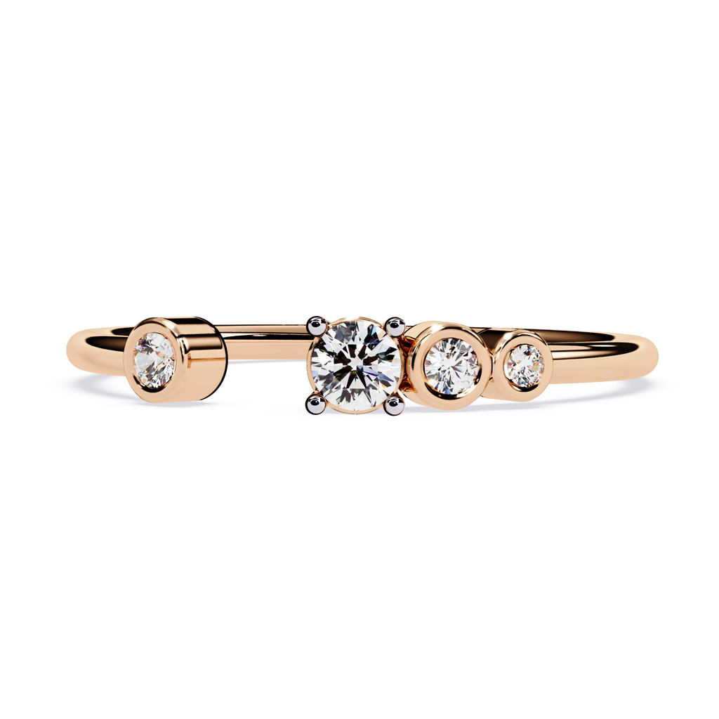 Open Diamond Ring in Elegant Band– Lab Grown Multi Stone Minimalist Stackable Ring - Lustraa’s Open Band Ring
