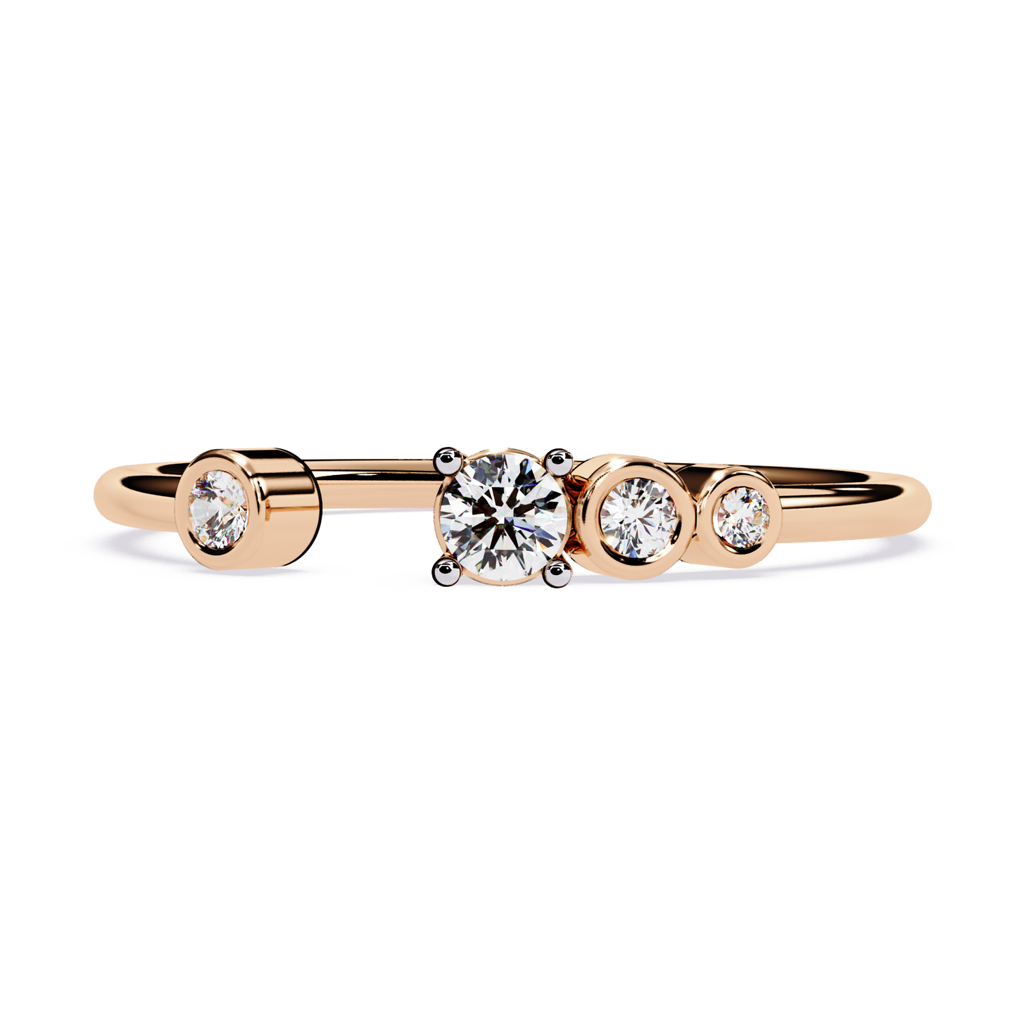 Open Multi Diamond Ring | Multi Stone Lab Grown Diamond Ring | Modern Minimalist Stackable Ring - Lustraa’s Open Band Ring