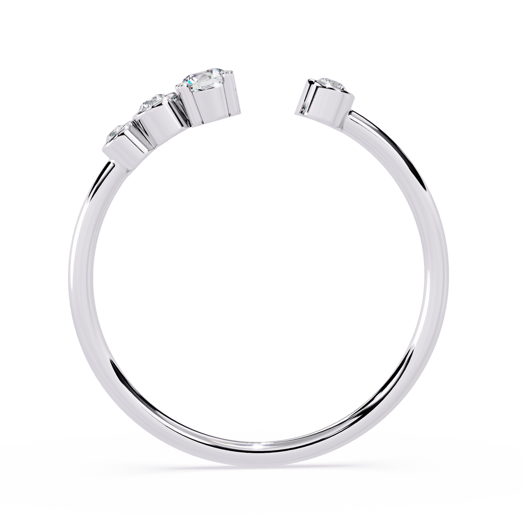 Open Diamond Ring in Elegant Band– Lab Grown Multi Stone Minimalist Stackable Ring - Lustraa’s Open Band Ring