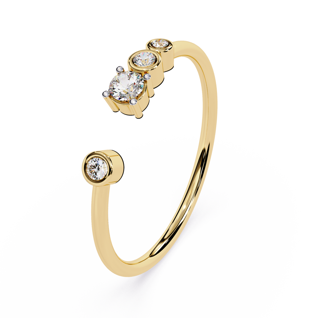 Open Diamond Ring in Elegant Band– Lab Grown Multi Stone Minimalist Stackable Ring - Lustraa’s Open Band Ring