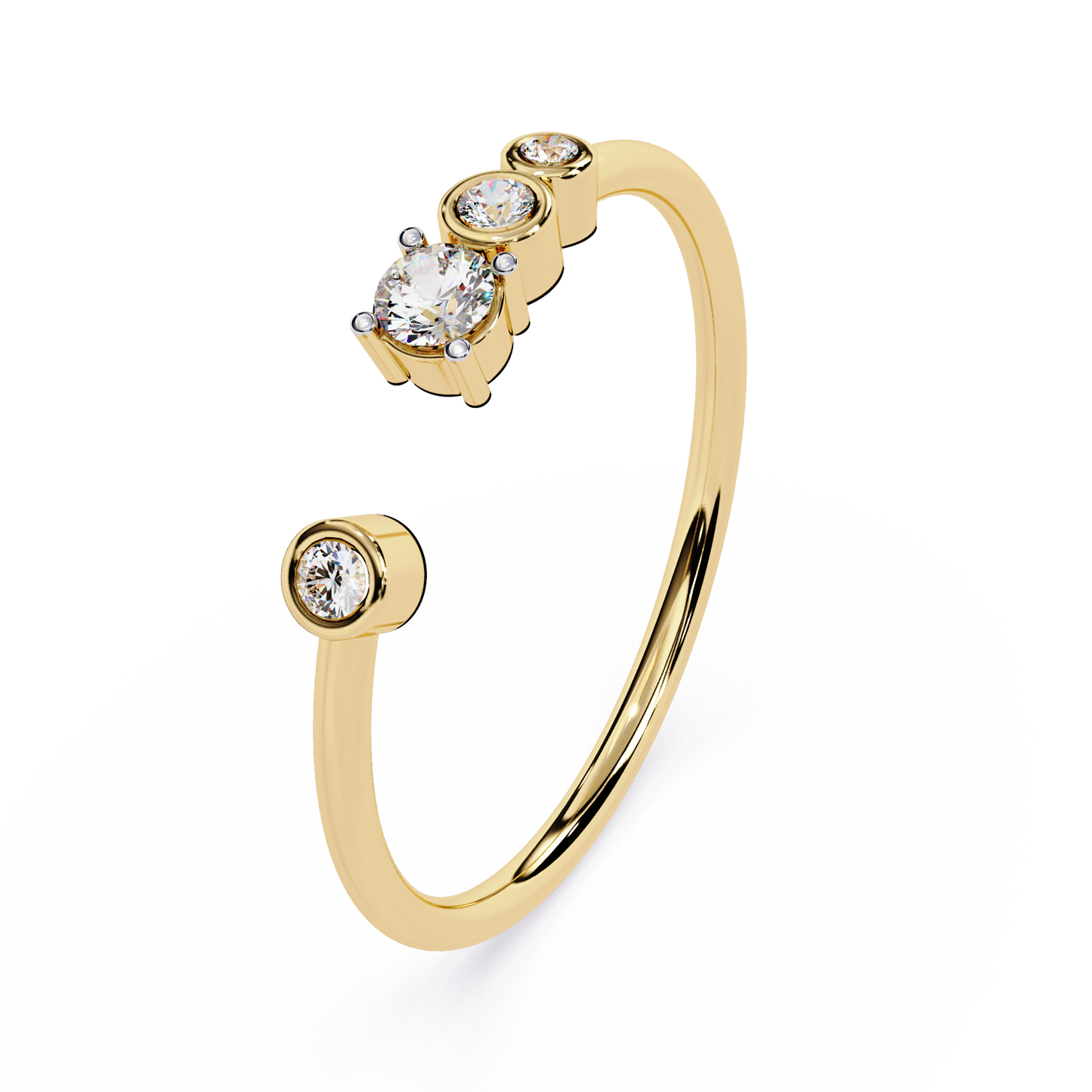 Open Multi Diamond Ring | Multi Stone Lab Grown Diamond Ring | Modern Minimalist Stackable Ring - Lustraa’s Open Band Ring