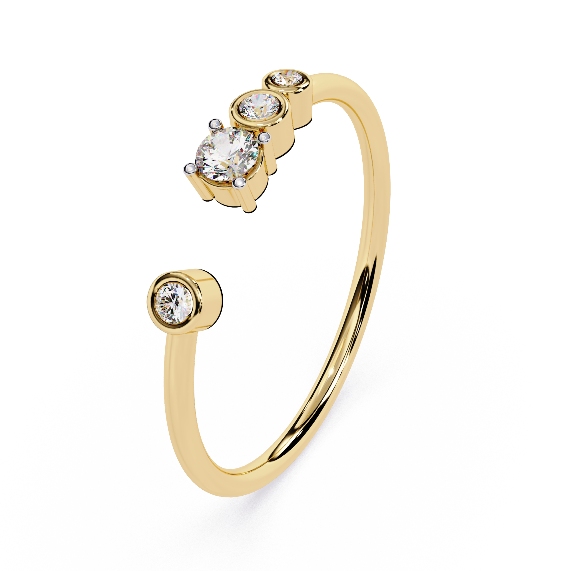 Open Diamond Ring in Elegant Band– Lab Grown Multi Stone Minimalist Stackable Ring - Lustraa’s Open Band Ring