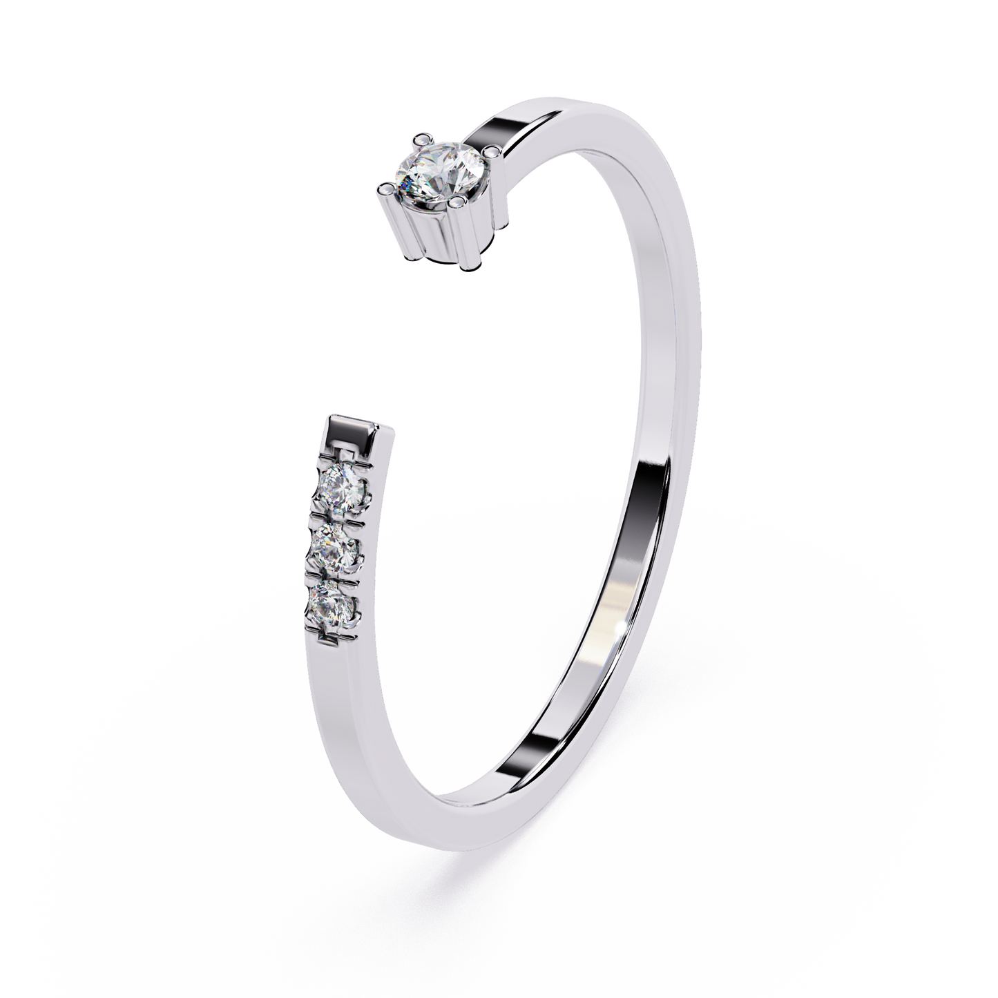 Minimalist Open Pave Diamond Ring | Lab Grown Diamond Stackable Ring | Dainty Modern Engagement Ring- Lustraa’s Open Band Ring