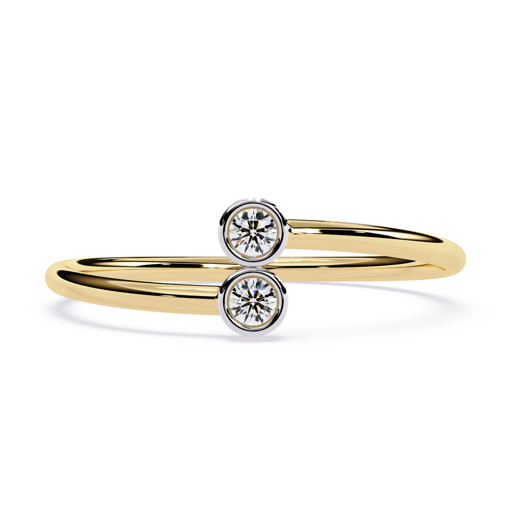 Double Bezel Diamond Ring in Yellow Gold – Minimalist Lab Grown Open Stackable Promise Ring- Lustraa’s Open Band Ring