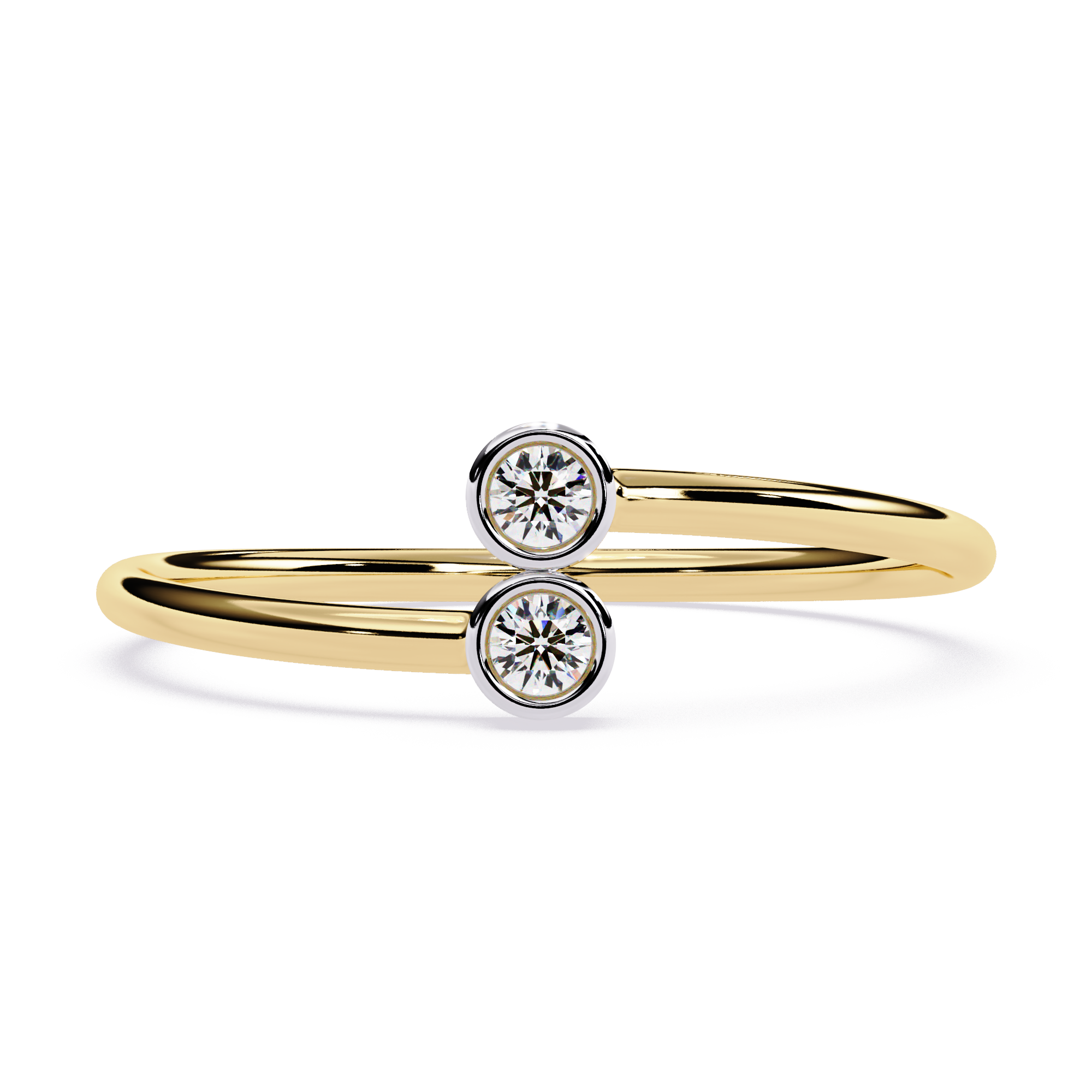Double Bezel Diamond Ring in Yellow Gold – Minimalist Lab Grown Open Stackable Promise Ring- Lustraa’s Open Band Ring