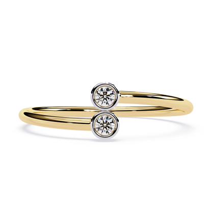 Minimalist Double Bezel Diamond Ring | Lab Grown Open Stackable Ring | Dainty Two Stone Promise Ring- Lustraa’s Open Band Ring