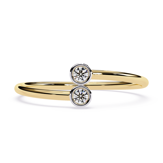 Minimalist Double Bezel Diamond Ring | Lab Grown Open Stackable Ring | Dainty Two Stone Promise Ring- Lustraa’s Open Band Ring