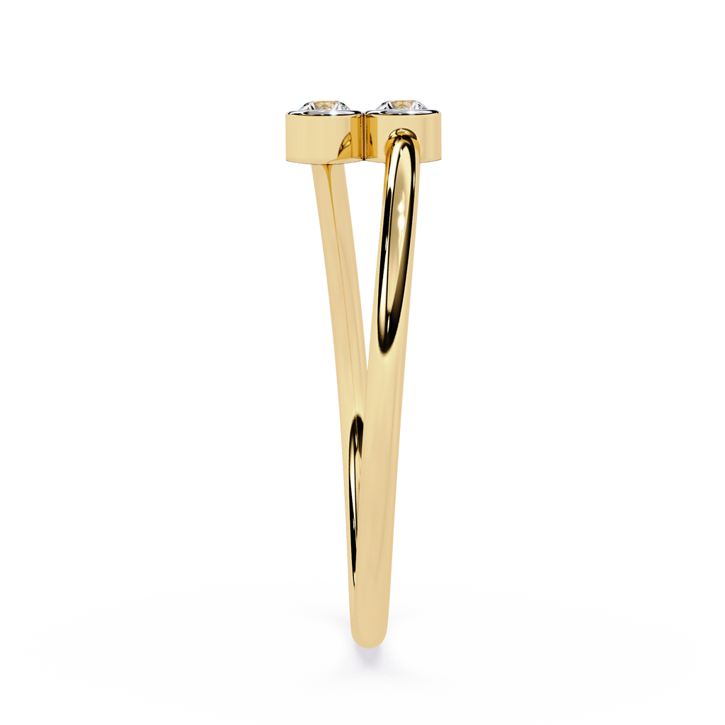 Double Bezel Diamond Ring in Yellow Gold – Minimalist Lab Grown Open Stackable Promise Ring- Lustraa’s Open Band Ring