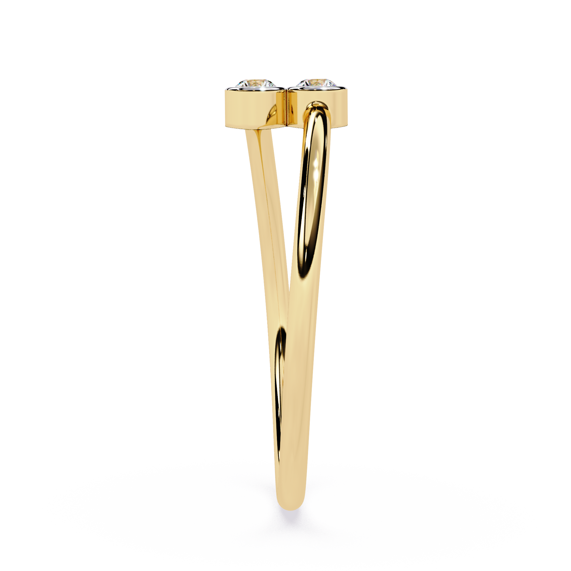 Double Bezel Diamond Ring in Yellow Gold – Minimalist Lab Grown Open Stackable Promise Ring- Lustraa’s Open Band Ring