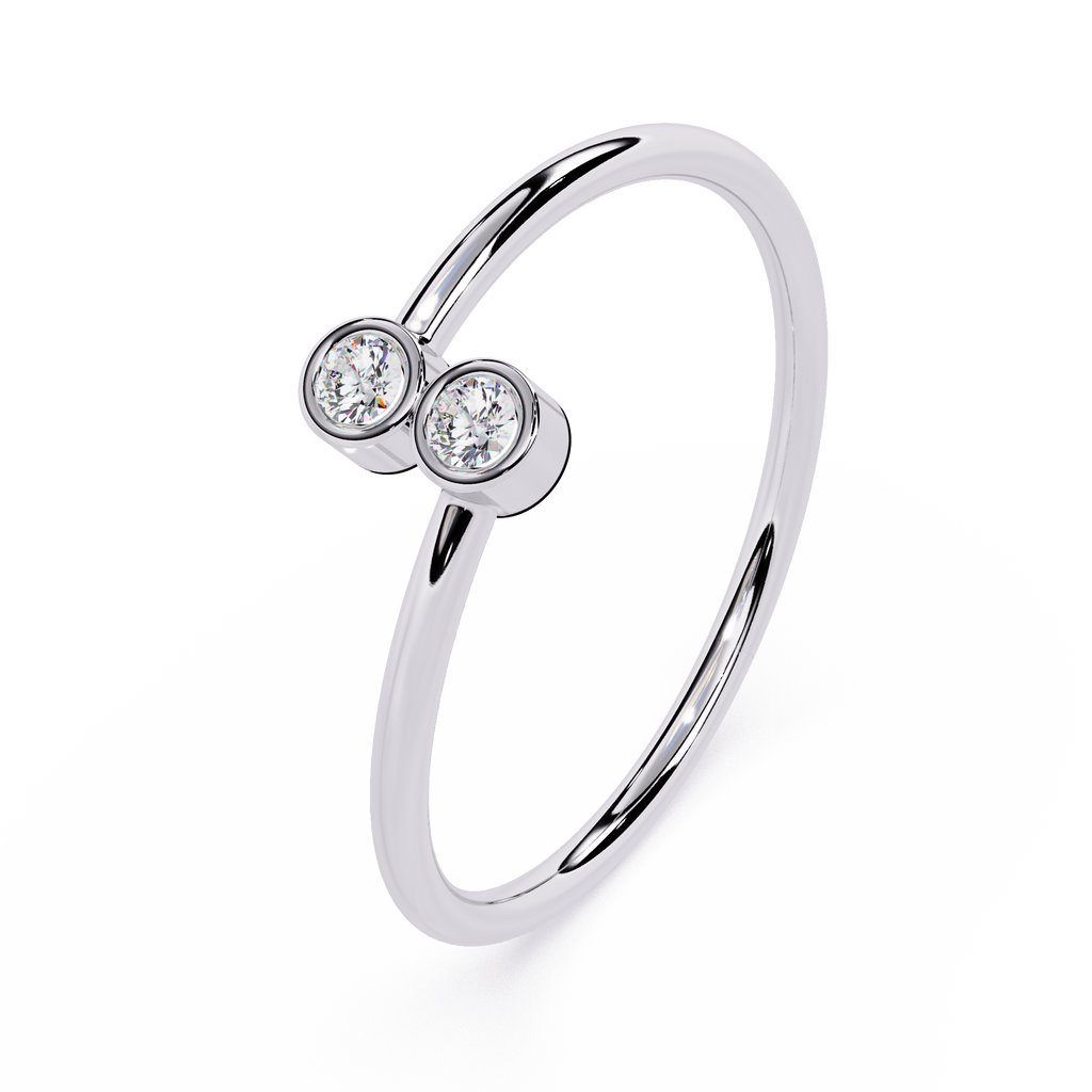 Double Bezel Diamond Ring in Yellow Gold – Minimalist Lab Grown Open Stackable Promise Ring- Lustraa’s Open Band Ring