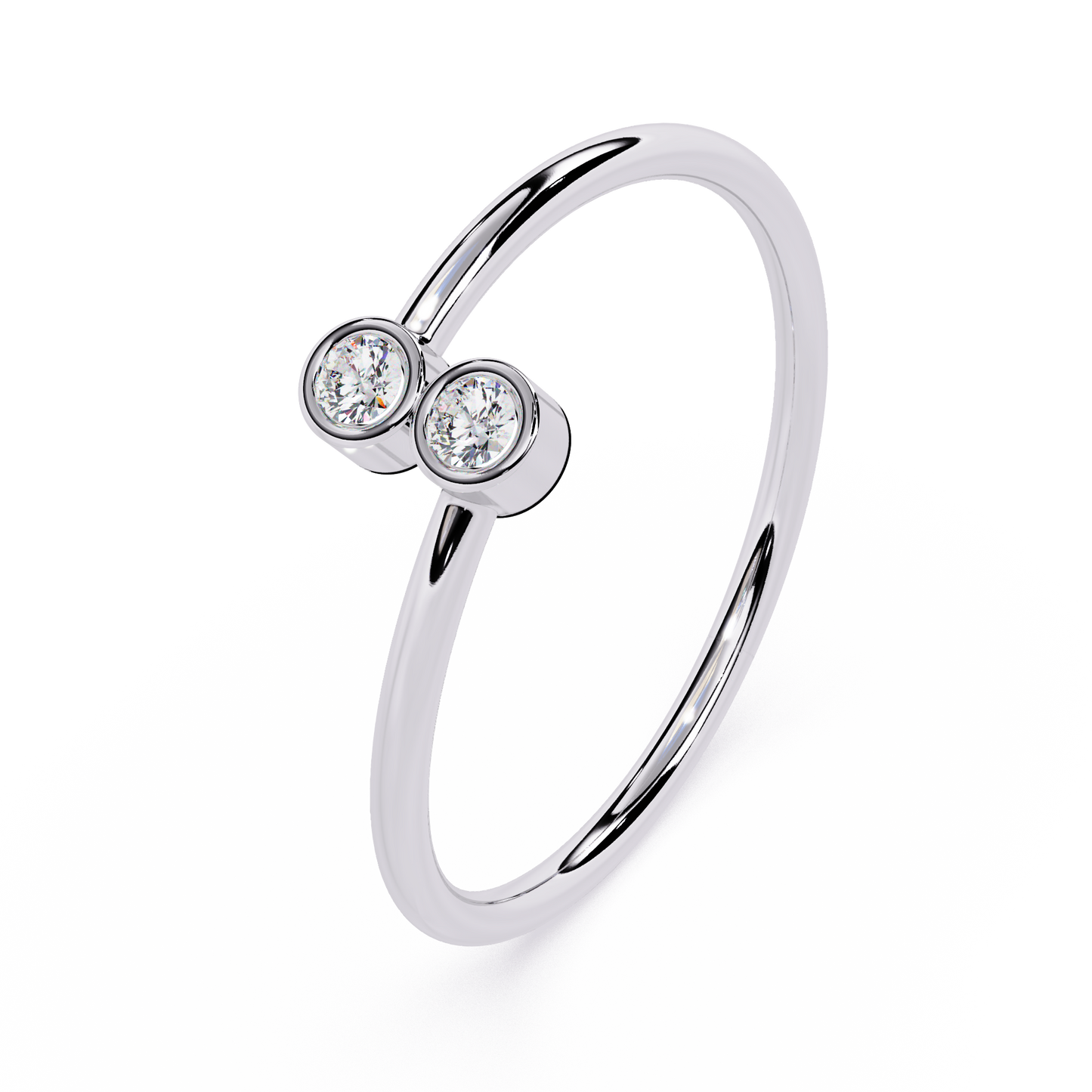 Minimalist Double Bezel Diamond Ring | Lab Grown Open Stackable Ring | Dainty Two Stone Promise Ring- Lustraa’s Open Band Ring