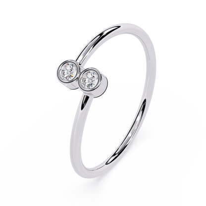 Minimalist Double Bezel Diamond Ring | Lab Grown Open Stackable Ring | Dainty Two Stone Promise Ring- Lustraa’s Open Band Ring