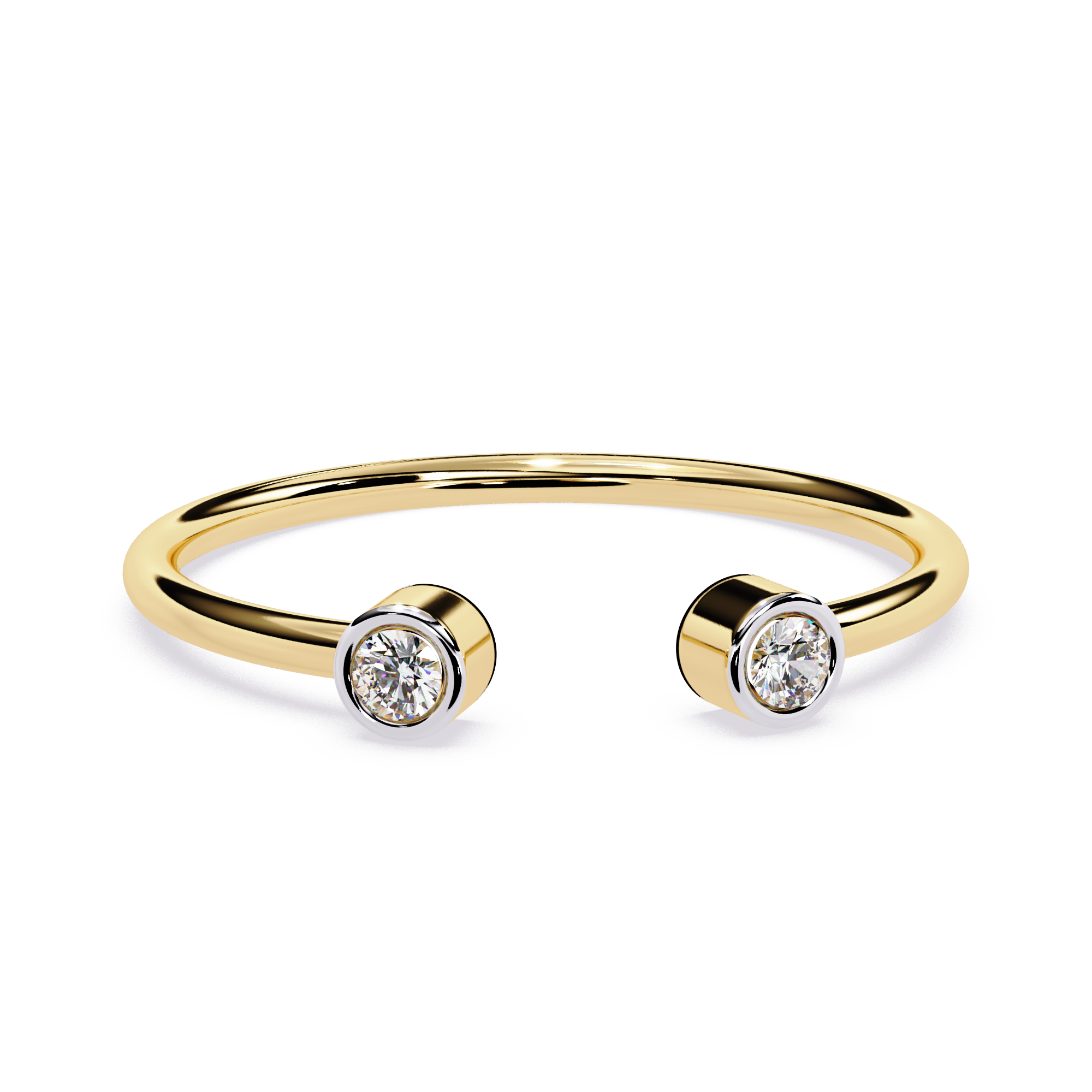 Open Diamond Ring – Lab Grown Bezel Set Two Stone Minimalist Stackable Promise Ring- Lustraa’s Open Band Ring