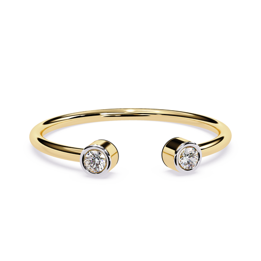 Open Ring with Lab Grown Diamonds | Minimalist Bezel Set Diamond Ring | Two Stone Promise Ring | Dainty Stackable Ring- Lustraa’s Open Band Ring