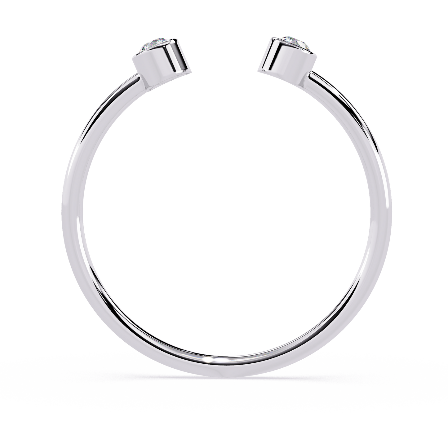 Open Ring with Lab Grown Diamonds | Minimalist Bezel Set Diamond Ring | Two Stone Promise Ring | Dainty Stackable Ring- Lustraa’s Open Band Ring