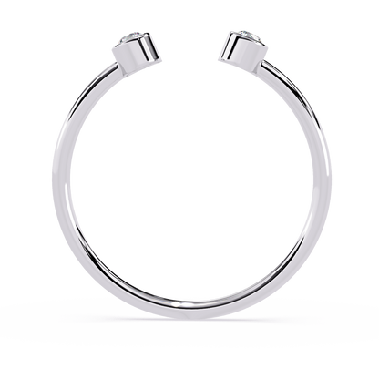 Open Ring with Lab Grown Diamonds | Minimalist Bezel Set Diamond Ring | Two Stone Promise Ring | Dainty Stackable Ring- Lustraa’s Open Band Ring