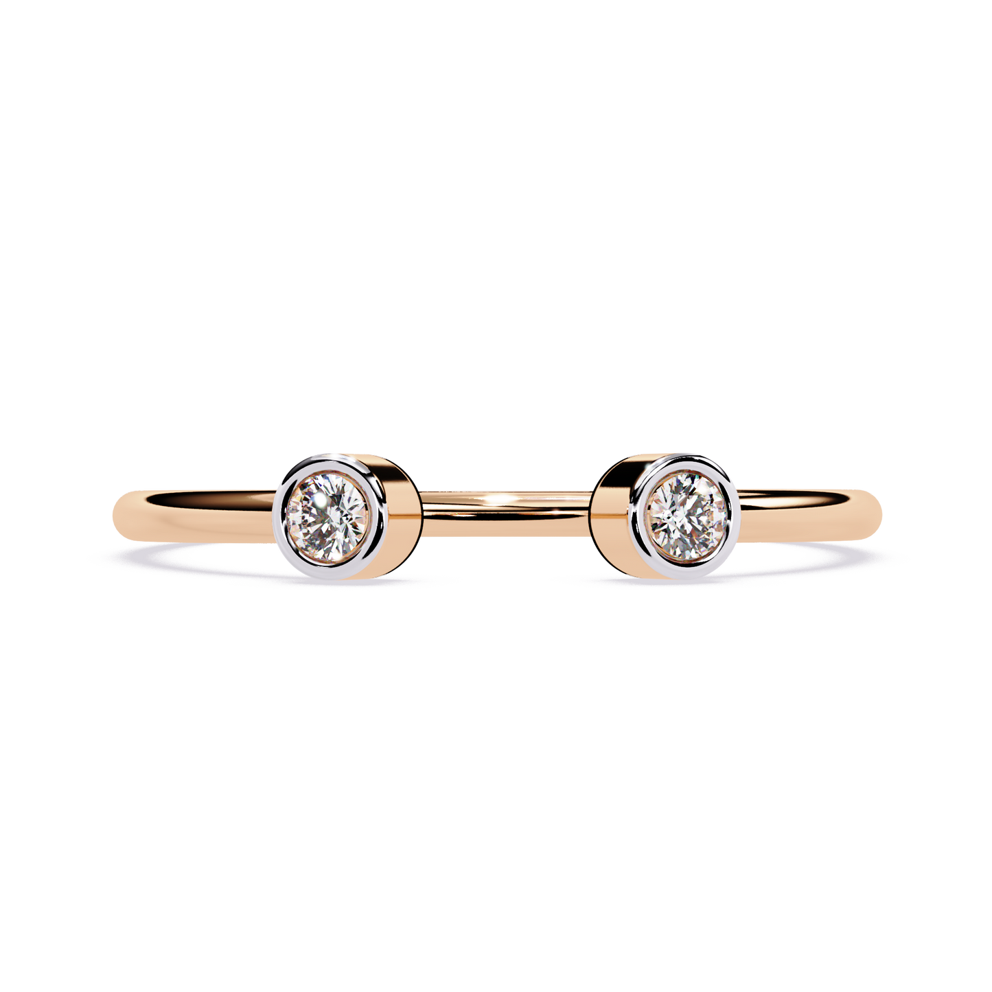Open Ring with Lab Grown Diamonds | Minimalist Bezel Set Diamond Ring | Two Stone Promise Ring | Dainty Stackable Ring- Lustraa’s Open Band Ring