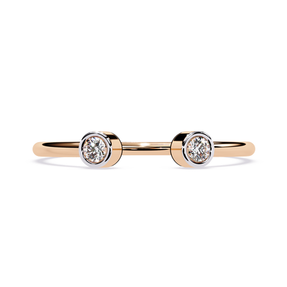 Open Ring with Lab Grown Diamonds | Minimalist Bezel Set Diamond Ring | Two Stone Promise Ring | Dainty Stackable Ring- Lustraa’s Open Band Ring