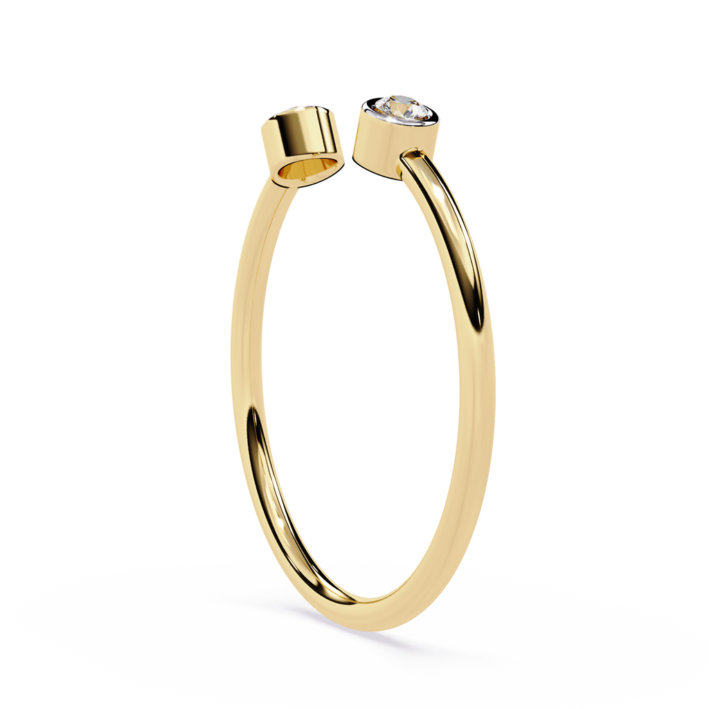 Open Diamond Ring – Lab Grown Bezel Set Two Stone Minimalist Stackable Promise Ring- Lustraa’s Open Band Ring