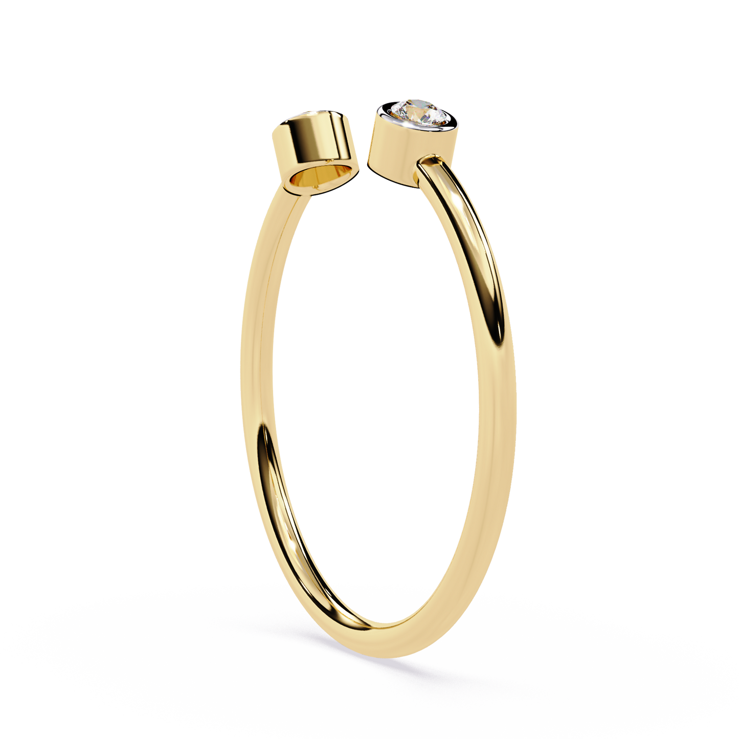 Open Ring with Lab Grown Diamonds | Minimalist Bezel Set Diamond Ring | Two Stone Promise Ring | Dainty Stackable Ring- Lustraa’s Open Band Ring