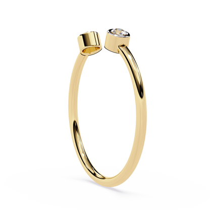 Open Ring with Lab Grown Diamonds | Minimalist Bezel Set Diamond Ring | Two Stone Promise Ring | Dainty Stackable Ring- Lustraa’s Open Band Ring