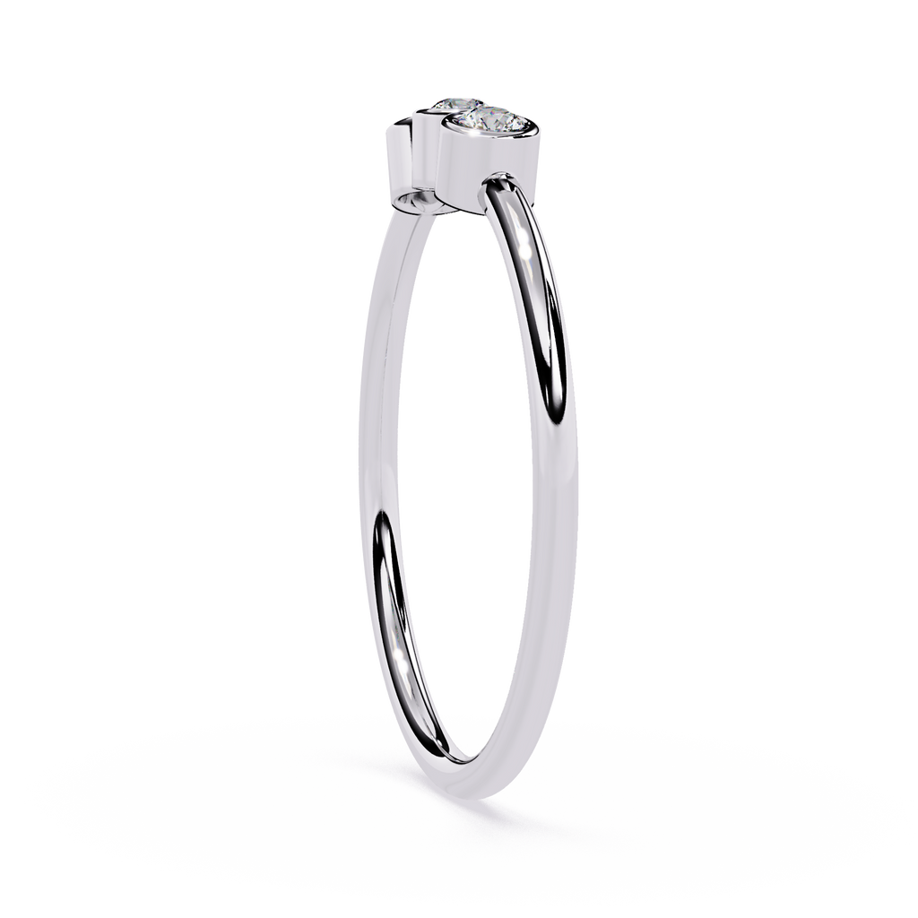 Three Stone Diamond Ring – Lab Grown Bezel Set Minimalist Stackable Promise Band -Lustraa’s Stackable Ring