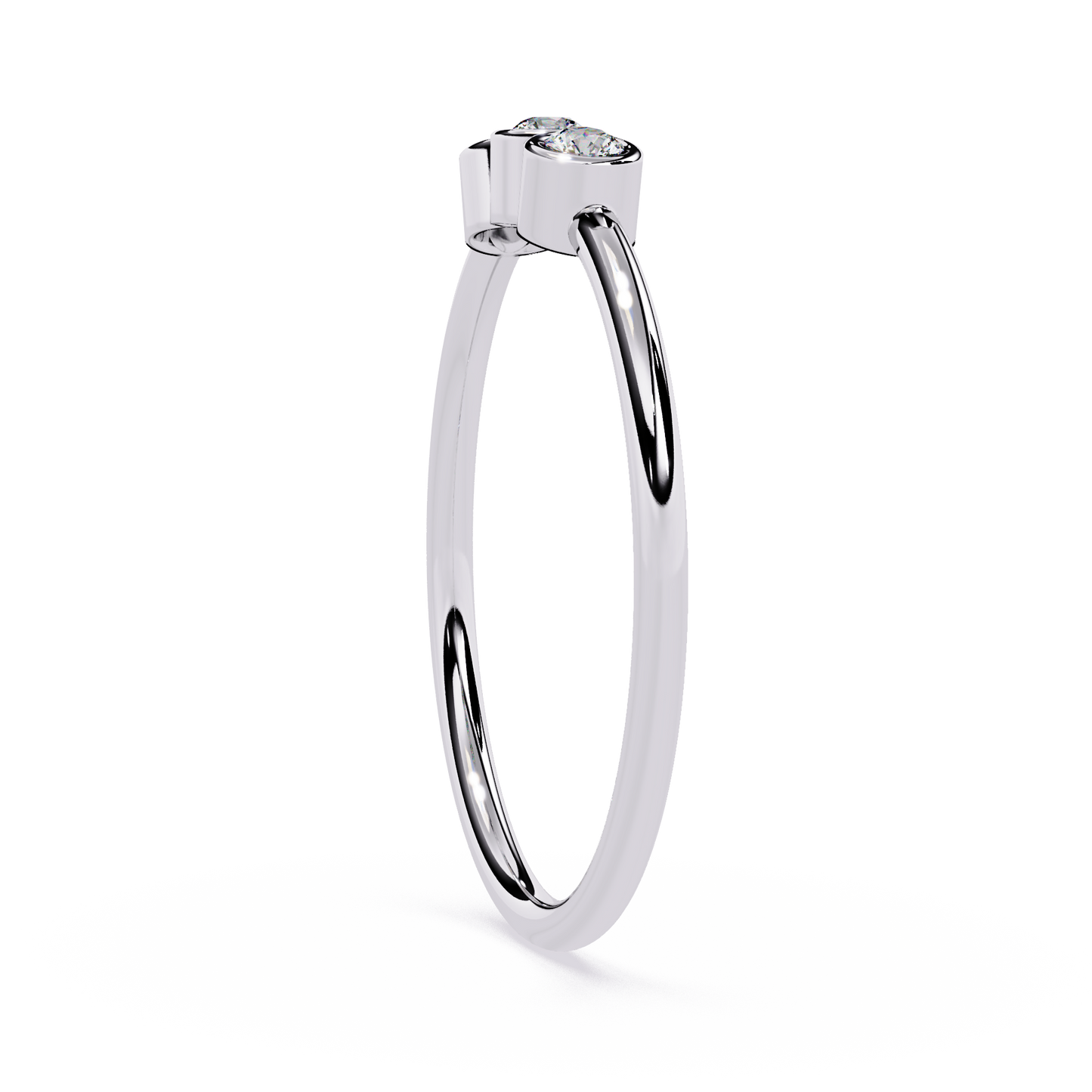 Three Stone Lab Grown Diamond Ring | Minimalist Bezel Set Diamond Band | Dainty Stackable Ring | Ethical Promise Ring -Lustraa’s Stackable Ring