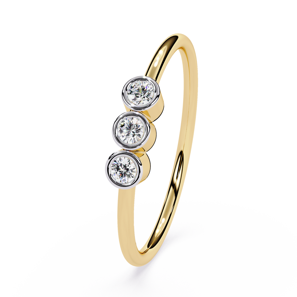 Three Stone Diamond Ring – Lab Grown Bezel Set Minimalist Stackable Promise Band -Lustraa’s Stackable Ring