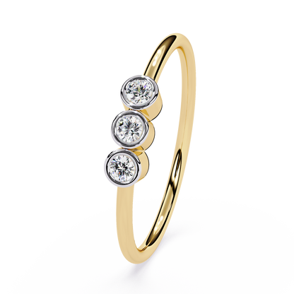 Three Stone Lab Grown Diamond Ring | Minimalist Bezel Set Diamond Band | Dainty Stackable Ring | Ethical Promise Ring -Lustraa’s Stackable Ring