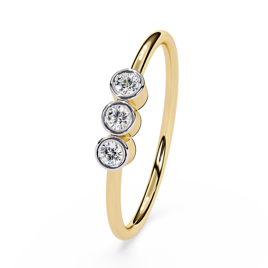 Three Stone Lab Grown Diamond Ring | Minimalist Bezel Set Diamond Band | Dainty Stackable Ring | Ethical Promise Ring -Lustraa’s Stackable Ring
