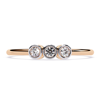 Three Stone Lab Grown Diamond Ring | Minimalist Bezel Set Diamond Band | Dainty Stackable Ring | Ethical Promise Ring -Lustraa’s Stackable Ring