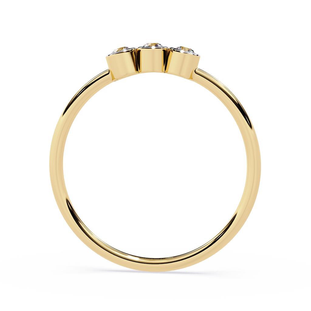 Three Stone Diamond Ring – Lab Grown Bezel Set Minimalist Stackable Promise Band -Lustraa’s Stackable Ring