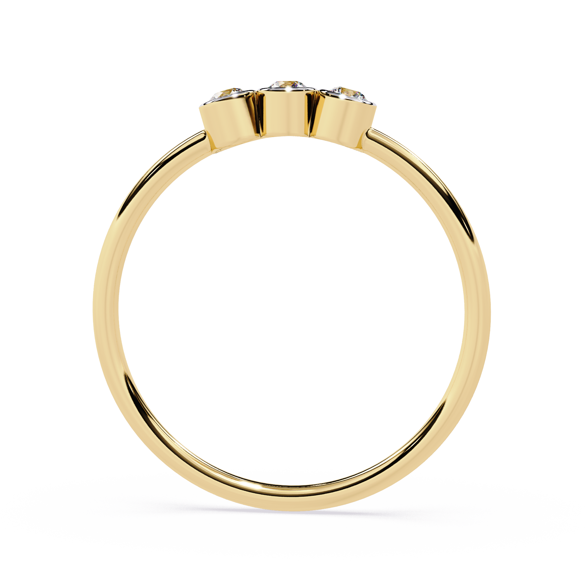 Three Stone Diamond Ring – Lab Grown Bezel Set Minimalist Stackable Promise Band -Lustraa’s Stackable Ring