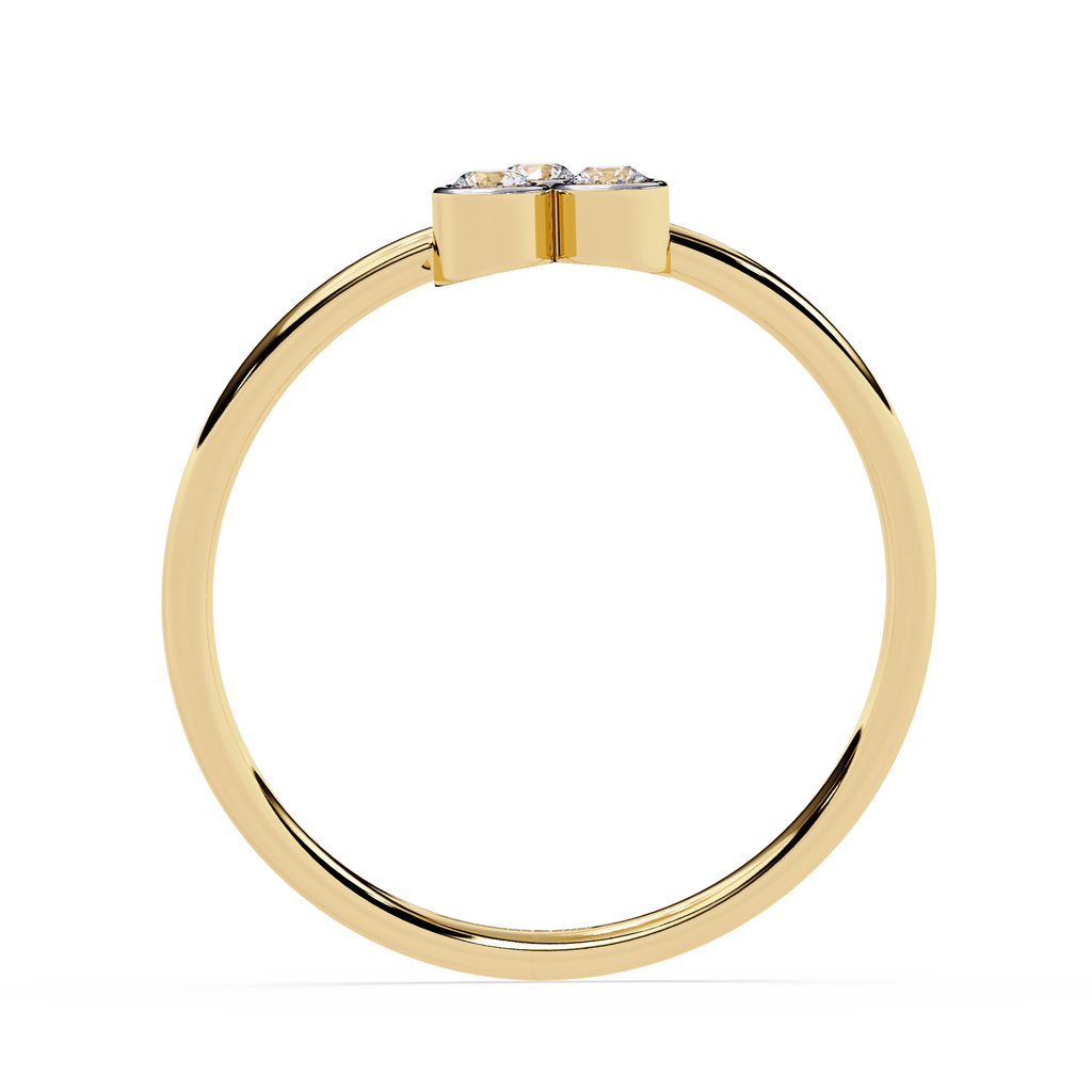Three Stone Diamond Ring – Bezel Set Round Brilliant Cut Minimalist Gold Ring -Lustraa’s Stackable Ring