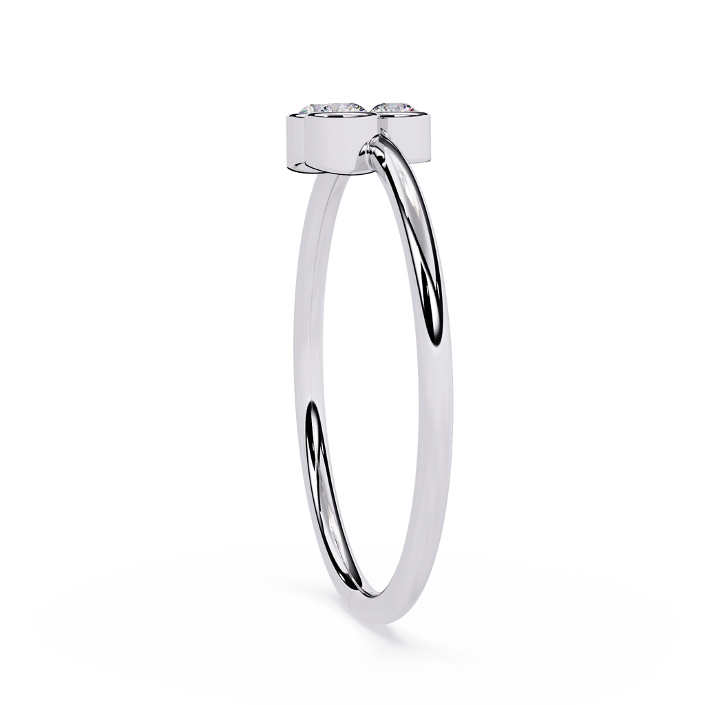 Three Stone Diamond Ring – Bezel Set Round Brilliant Cut Minimalist Gold Ring -Lustraa’s Stackable Ring