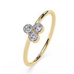 Three Stone Diamond Ring – Bezel Set Round Brilliant Cut Minimalist Gold Ring -Lustraa’s Stackable Ring