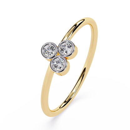 Three Stone Diamond Ring – Bezel Set Round Brilliant Cut – Minimal Ring - Dainty Stackable Ring -Lustraa’s Stackable Ring