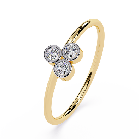 Three Stone Diamond Ring – Bezel Set Round Brilliant Cut – Minimal Ring - Dainty Stackable Ring -Lustraa’s Stackable Ring